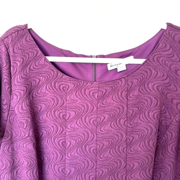 Danny & Nicole Womens 2X Purple Textured Knit Fit & Flare Dress Career Party - Picture 5 of 9